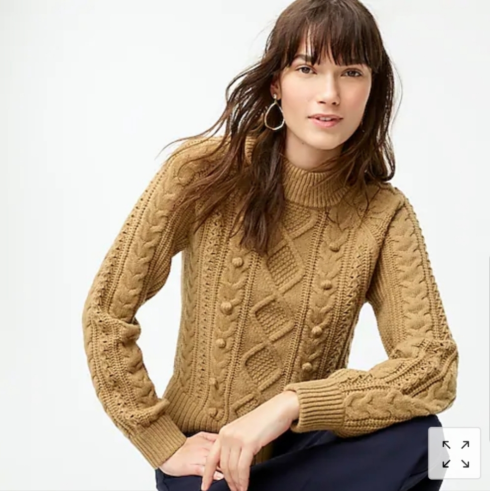 NWT J Crew Pom pom Cable Knit Sweater